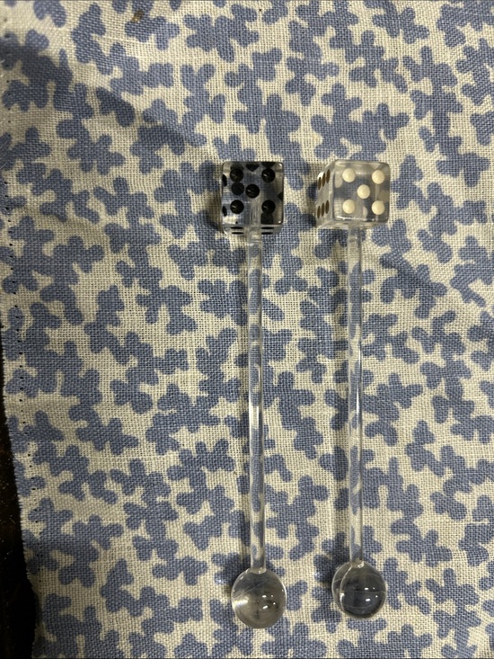 Other - Clear Acrylic Dice Swizzle Sticks - Set of 2